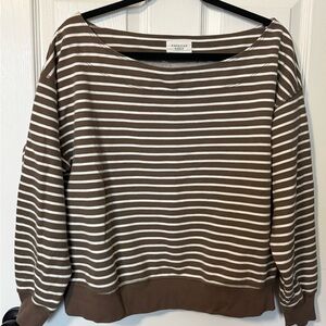 American Eagle Outfitters Chocolate and Cream Striped Sweater
